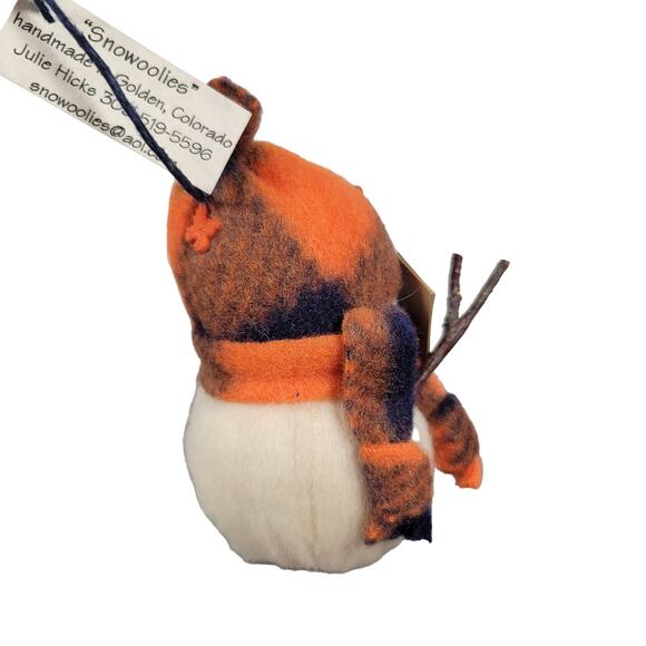 Snowoolies Denver Broncos Snowman Ornament 5" Felt Football Theme - Picture 7 of 9